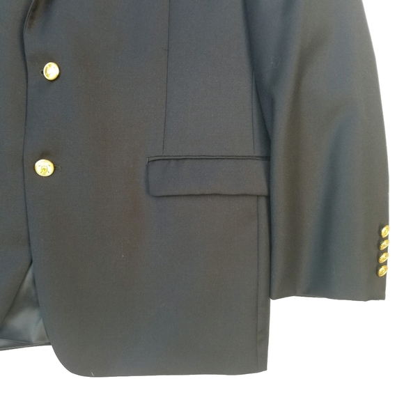Ralph Lauren Wool Sport Coat Blazer 44R Navy Embossed Gold Buttons Like … - Picture 11 of 16